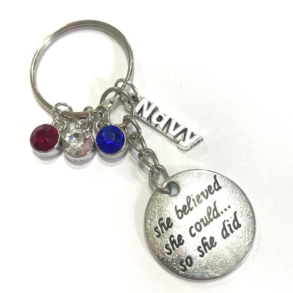 US Navy She Believed She Could So She Did Keychain Inspirational Militar… - Picture 3 of 5